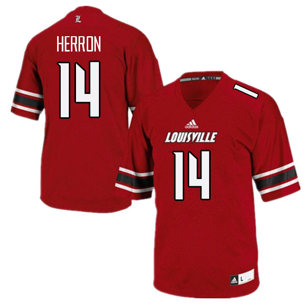 Men #14 Stephen Herron Louisville Cardinals College Football Jerseys Stitched Sale-Red - Click Image to Close